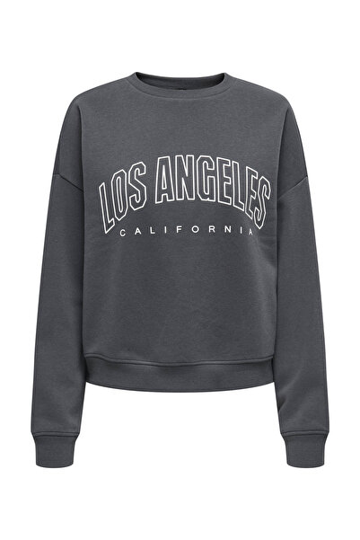 ONLY Суичър Onlsweat L/s Crew Oversız Antrasit Kadın