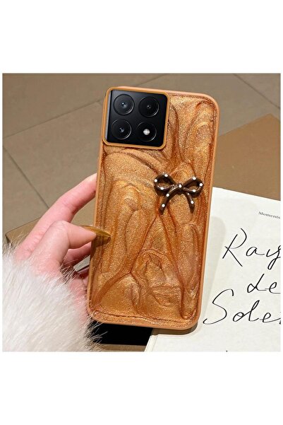 Pro Aksesuar Xiaomi Poco X6 Pro 5G Uyumlu Kılıf Fionklu Silikon Kılıf Kahverengi