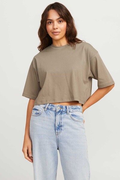 JJXX Jxandrea Loose Sstee Jrs Beige Women's Short Sleeve T-Shirt