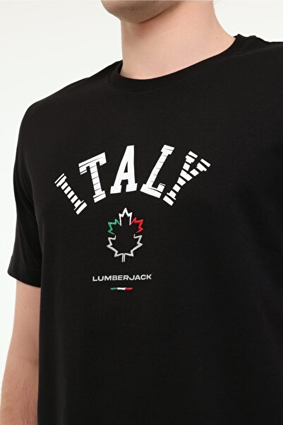 lumberjack ml Renato 11ıtl1030 5fx Μαύρο ανδρικό κοντομάνικο μπλουζάκι