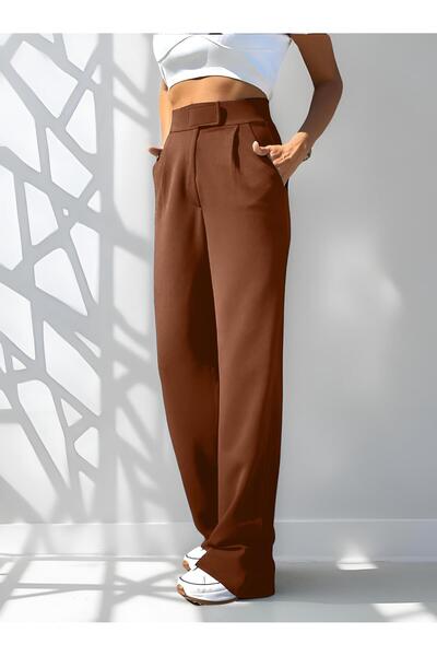 KAPHONE Kadın Beli Cırt Kapamalı Yüksek Bel Palazzo Pantolon