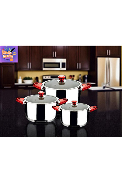 Akdeniz 6 Parça Cam Kapaklı Mini Derin Çelik Tencere Seti