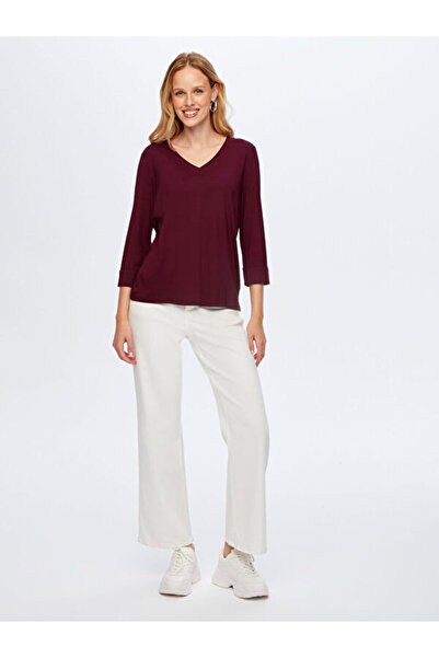 Faik Sönmez V Yaka Truvakar Kol T-Shirt W26TSH006