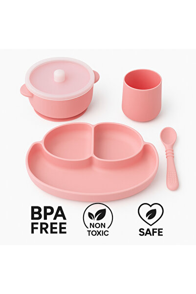 CKM silikon Silikon 4 lü Bebek Beslenme Seti- Vakumlu Mama Kasesi Bölmeli Mam...