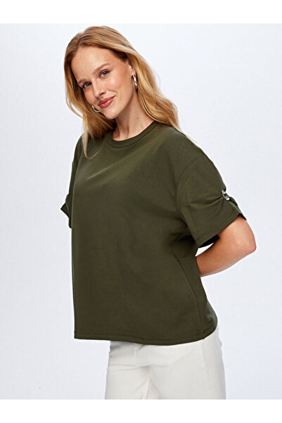 Faik Sönmez Μπλουζάκι με στρογγυλή λαιμόκοψη και πέτρινη λεπτομέρεια στα μανίκια W26TSH088