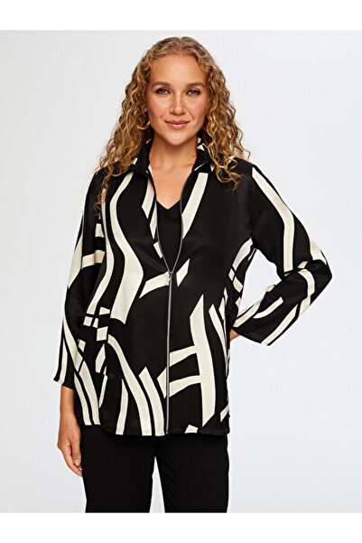 Faik Sönmez Monochrome Pattern Zippered Tunic W26Tnk006