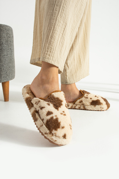 Moda Devrin Béžové vlněné zimní pantofle