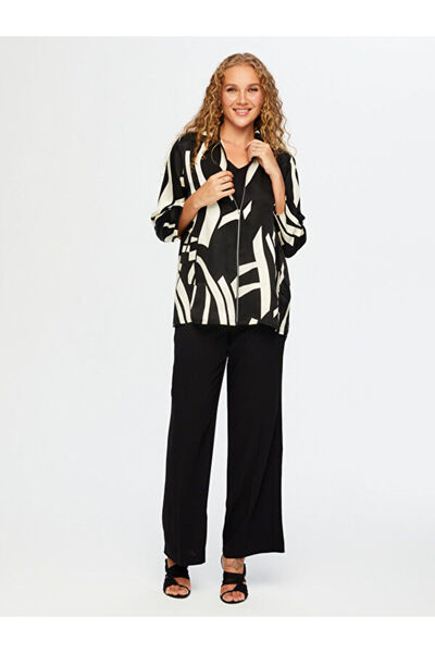 Faik Sönmez Monochrome Pattern Zippered Tunic W26Tnk006