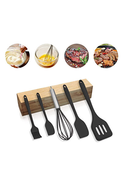 awwaline Set 5 ustensile de gatit din silicon, awwaline, negre