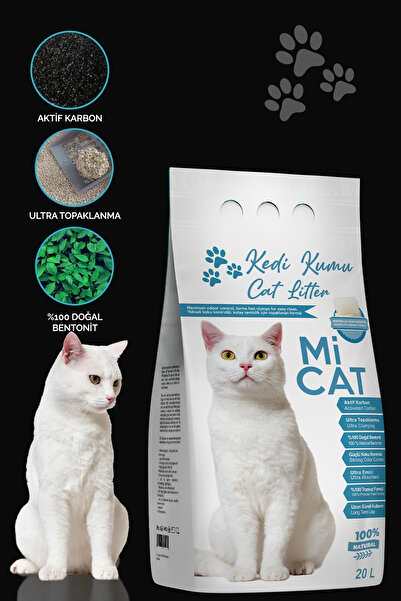 Mİ CAT 20 Litre Natural Marsilya Sabun Kokulu Bentonit Kedi Kumu Tozsuz Ultra Topaklanma Etkisi