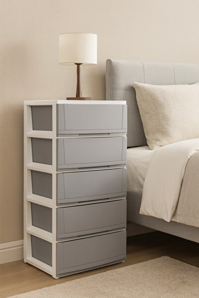 ALMUFARREJ أدراج تخزين بلاستيكية متعددة الأغراض بخمسة رفوف، 41×56×110 سم