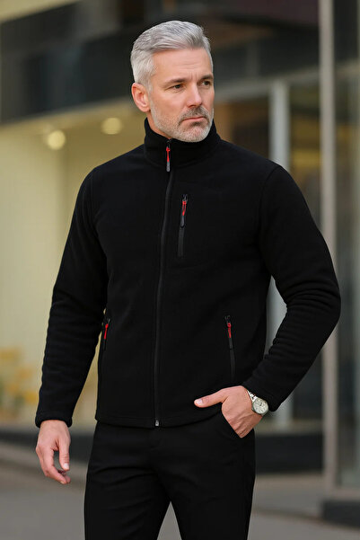 COMBİNE MİCHAİL Siyah Renk Fermuarlı 3 Cepli Polar 1209