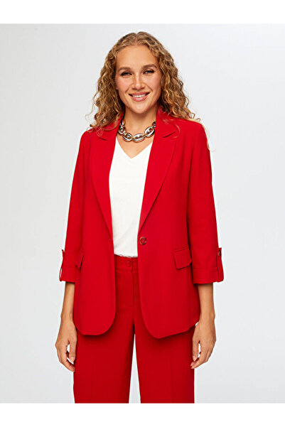 Faik Sönmez Stylish Crepe Jacket with Epaulet Sleeves W26Ckt018