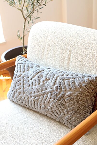 HAMUR غطاء وسادة مزخرف مستطيل الشكل بتصميم بوهيمي بتصميم مخصص باللون الرمادي الغابة