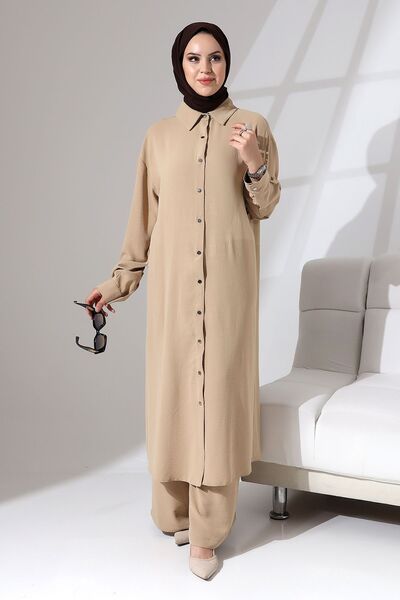 Berel Moda Shirt Collar Front and Cuff Snap Suit-Stone