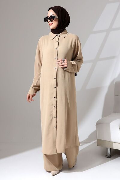 Berel Moda Shirt Collar Front and Cuff Snap Suit-Stone