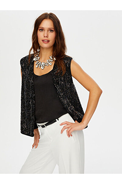 Faik Sönmez Boncuk Ve Payet Detaylı Şık Yelek W26YLK001