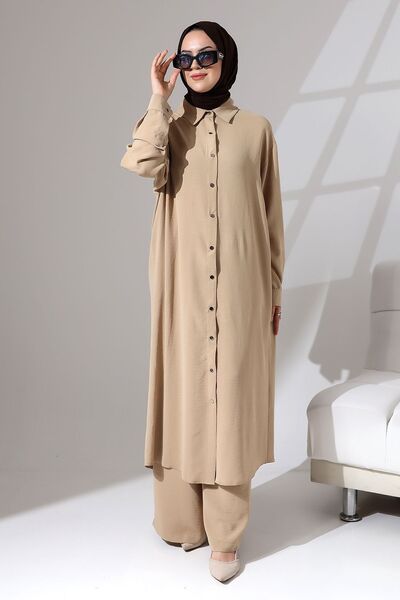 Berel Moda Shirt Collar Front and Cuff Snap Suit-Stone