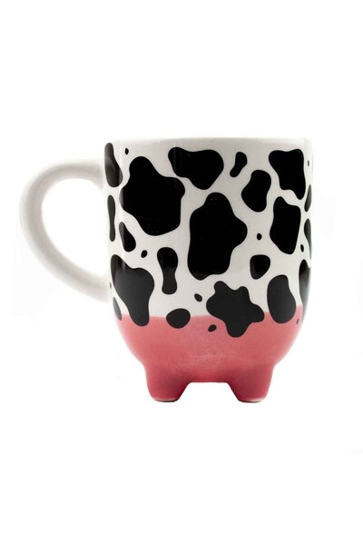 PALTO TASARIM İnek Kupa 03 El Yapımı 3D Krem Parlak Kupa - El Yapımı Seramik Kupa