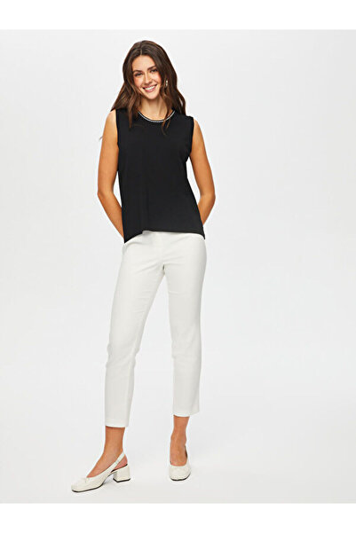 Faik Sönmez Zigzag Desen Detaylı Kolsuz Triko Bluz 001