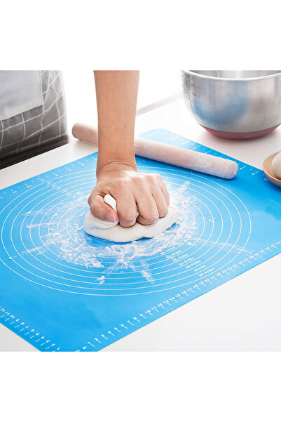 awwaline Covoraș din silicon alimentar, 50x40cm, albastru, rezistent la temperaturi ridicate, ideal pentru frământarea aluatului,