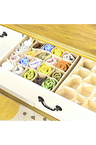 awwaline Clothing Organizer with 20 Compartments, awwaline, Beige, 32 x 32 x 10 cm