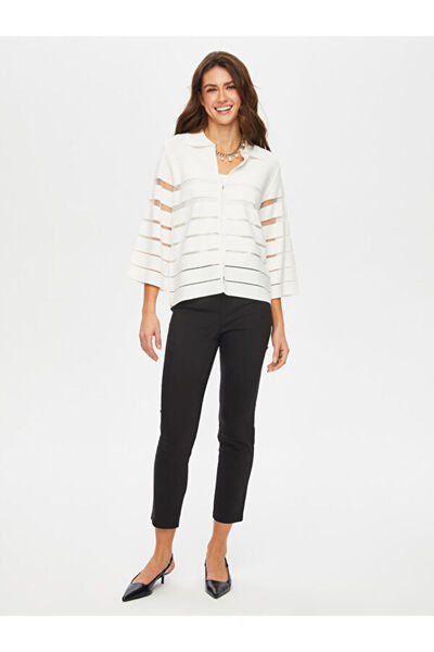 Faik Sönmez Transparan Çizgili Triko Hırka 008