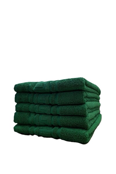 ET Collection Set x 5 Towels Greek Border 50x90 Green, 500 GSM