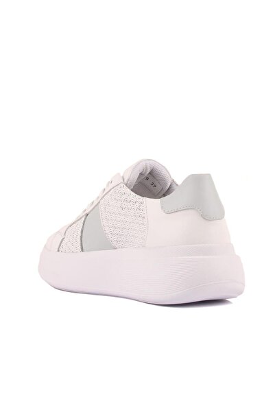 SailLakers - White Leather Lace-Up Women's Casual Shoes 104-5059-E233