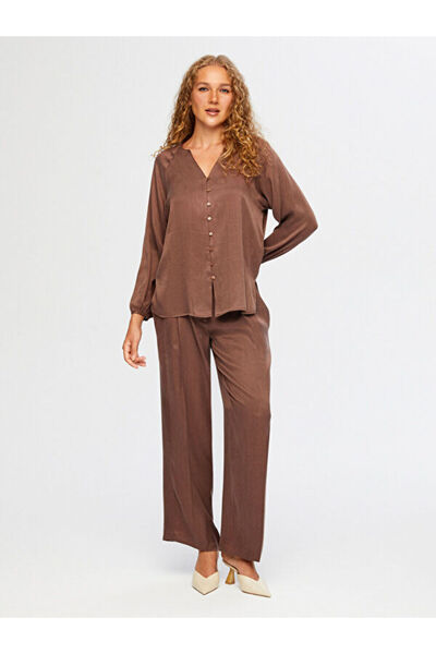 Faik Sönmez Kaçık Yaka Düğme Detaylı Tenselli Bluz W26BLZ005