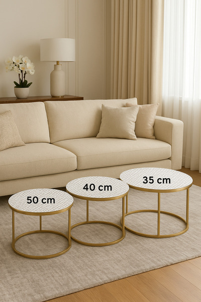 Rona Home Decorative 3-Piece Coffee Table Cover Set for Living Room and Salon Pvc Modern Stylish Design Set Wipeable