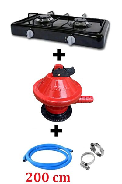 ELİSA 2 Gözlü Tüplü Ocak Emaye Set Üstü Ocak İkili Ocak Karavan Kamp Ocağı Tüplü Ocak Çakmaksız