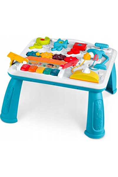 Smart Vibe Τραπέζι και πάνελ δραστηριοτήτων Montessori 2 σε 1 BrainyBaby με πιάνο, LED, σχήματα και χρώματα, μπλε