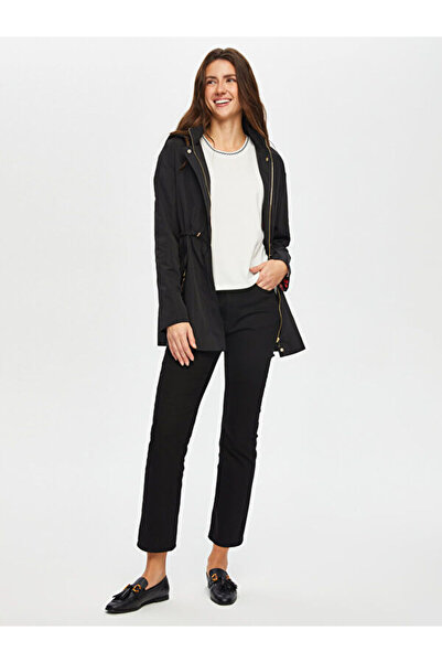 Faik Sönmez Çizgili Astarlı Kapişonlu Trençkot 013