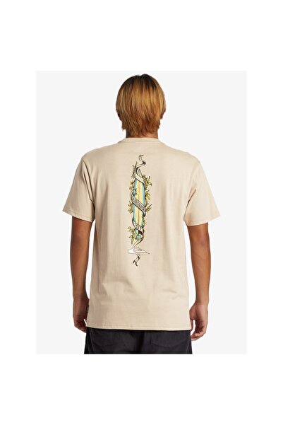 Quiksilver Ανδρικό μπλουζάκι Step Up Purple σε μπεζ στρογγυλή λαιμόκοψη