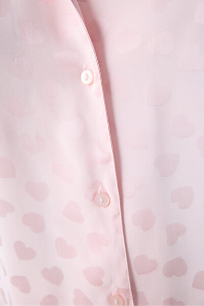 Penti Sada pyžama Pink Heart Saténová košile Kalhoty - kolekce Penti Loves Paris