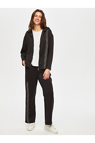 Faik Sönmez Zincir Nakış Detaylı Kapüşonlu Eşofman Üst S25ESU001