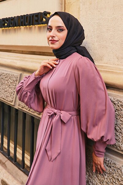 BEREL Φούστα με μπαλόνι με βολάν με λεπτομέρεια Crepe Sena Ferace Dusty Rose