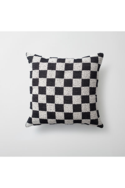 Fineroom Living Pernă decorativă din in, cu model de șah, 45x45cm (Pernă incl...