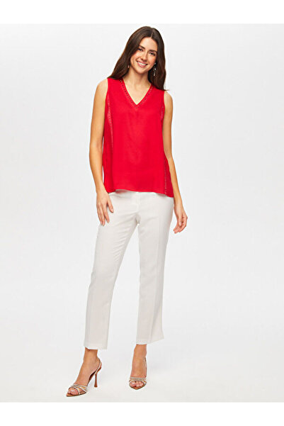 Faik Sönmez Taş Ve Saten Detaylı V Yaka Atlet S25ATL011