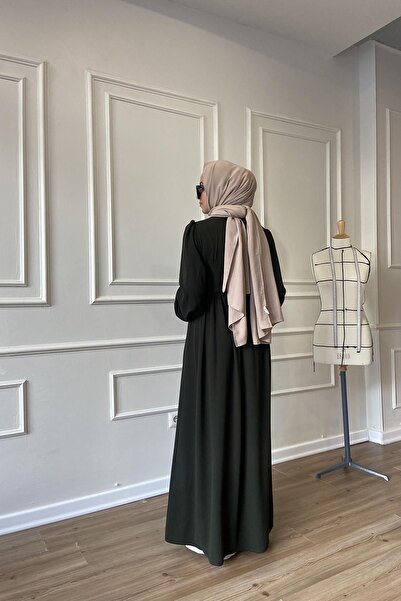 Berel Moda Φόρεμα Hürrem από κρεπ που δεν ζαρώνει με λεπτομέρεια εσωτερικής και εξωτερικής κορδέλας, πράσινο Ferace