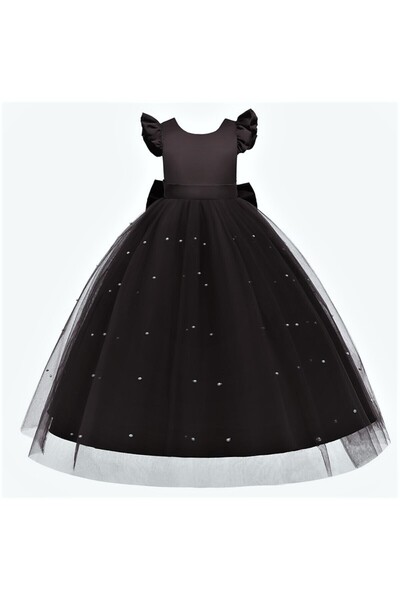 NSMLİFE Kız Çocuk Uzun İncili Elbise Doğum Günü Mezuniyet Elbise Balo Elbise