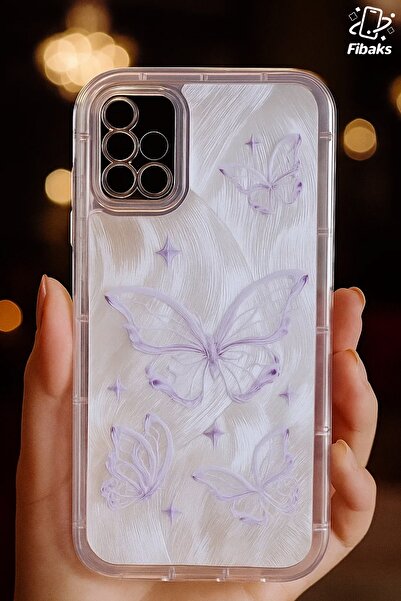Fibaks Galaxy A51 Case Bright Hologram Butterfly Pattern Shock Absorbing Camera Protection Colorful Silicone