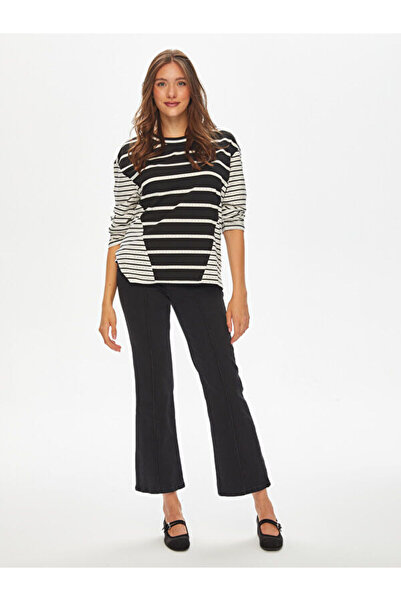 Faik Sönmez Tricou cu mânecă lungă în combinație de dungi 69558