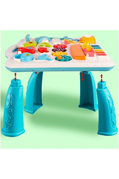 Smart Vibe Τραπέζι και πάνελ δραστηριοτήτων Montessori 2 σε 1 BrainyBaby με πιάνο, LED, σχήματα και χρώματα, μπλε