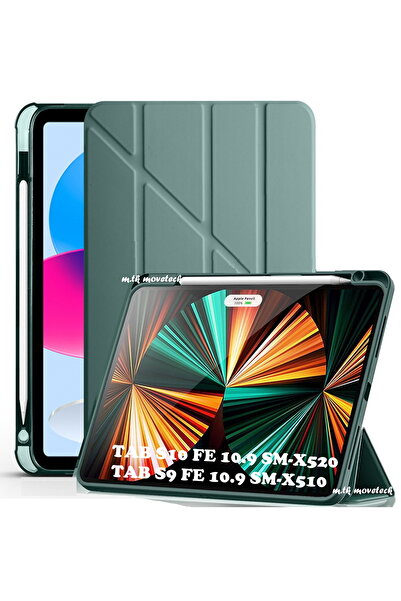 m.tk moveteck Galaxy Tab S9 Fe/s10 Fe/S10 Lite 10.9 Kılıf Kalem Bölmeli Katlanır Standlı Yumuşak Silikon (UYUMLU)