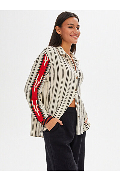 Faik Sönmez Resort Kolları Kutnu Desen Garnili Uzun Kol Gömlek 68819