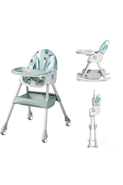 Smart Vibe KinderVIBE Folding Dining Chair Mandala Green with Washable Cover, Wheels, Tray and Seat Belt