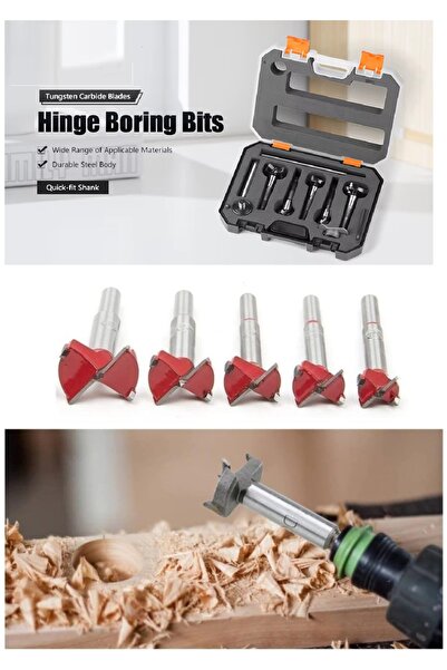 Depolife Ahşap Matkap Freze Uç Seti 5 Parça 15mm 20mm 25mm 30mm 35mm Tas Menteşe Mum Yuva Açma 6mm Sap