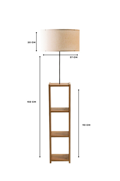 HOMİNG Dekoratif Ahşap Raflı Kitaplık Lambader Krem Kırçıllı Şapka Ayd-2559